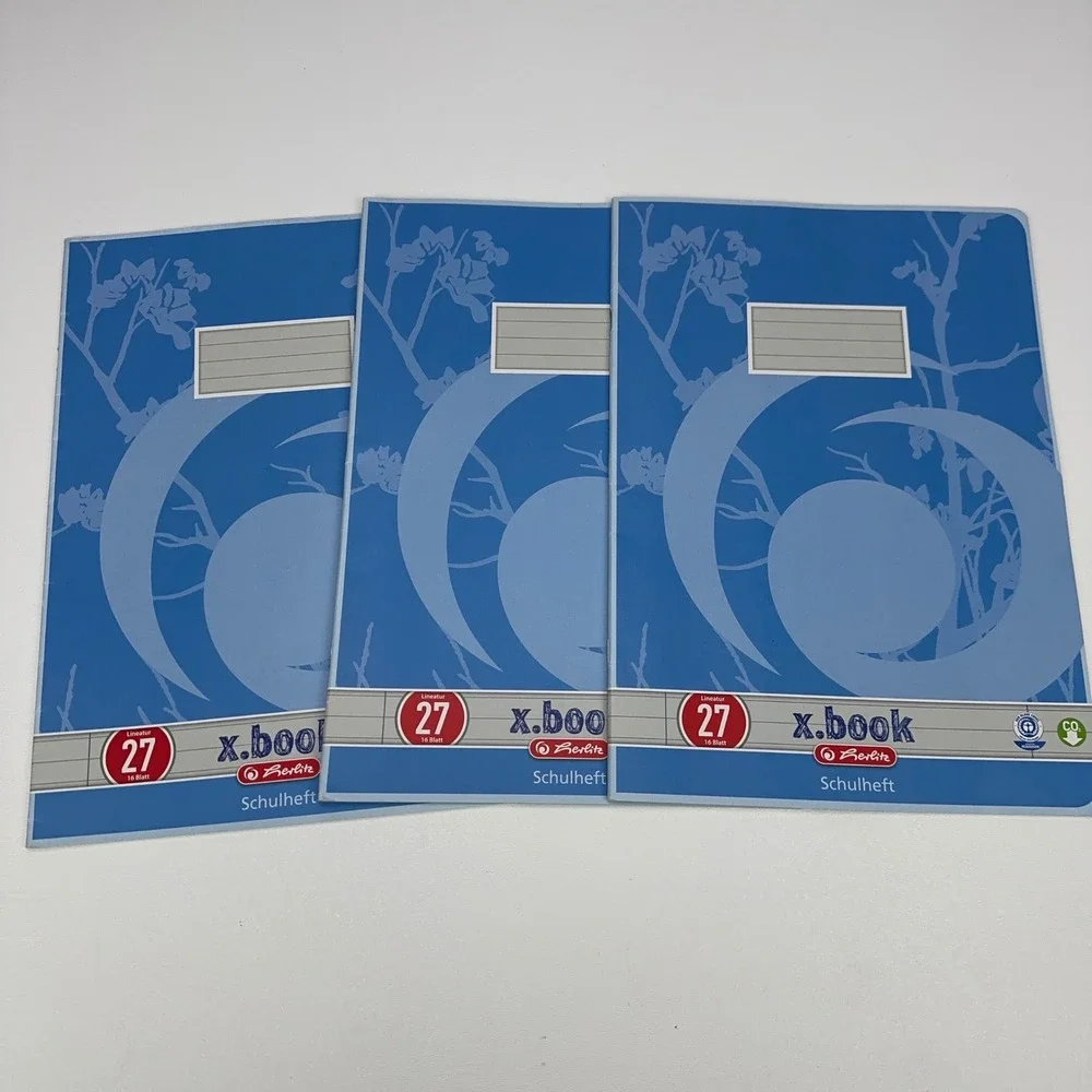 Herlitz x.book Schulheft A4 Notebook Set of 3 Lineatur 27 Blue‎ Recycled Paper